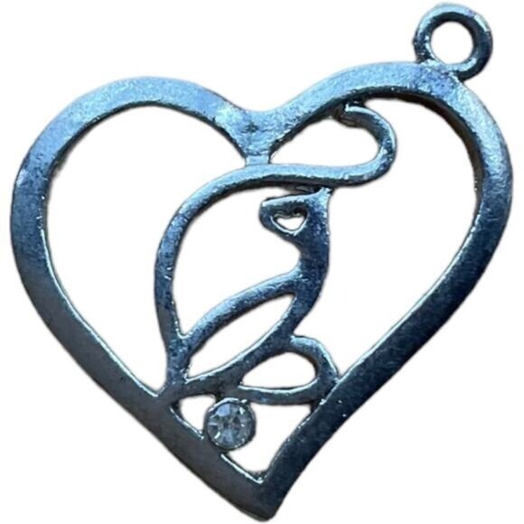 Heart-Shaped Silver Pendant With Crystal Accent - Picture 1 of 3